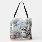 Pastel Raccoon Letter Garden Tote Bag (Achterkant)