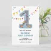 Pastel Race Track Eerste Verjaardag Kaart (Staand voorkant)