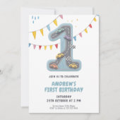 Pastel Race Track First Birthday Kaart (Voorkant)