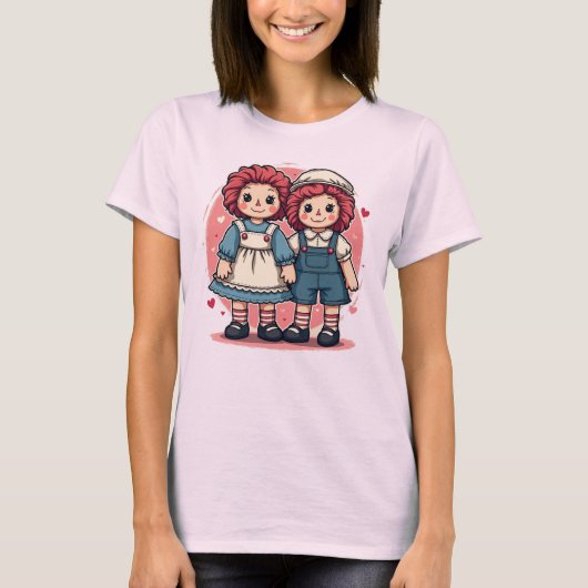 Pastel Raggedy Ann & Andy T-shirt voor Vrouwen (Voorkant)