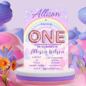 Pastel Rainbow 1st Verjaardag Uitnodigingen meisje
