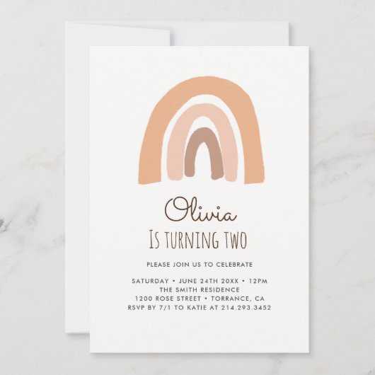 Pastel Rainbow 2e Birthday Kaart (Voorkant)