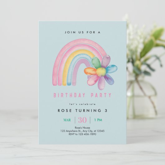 Pastel Rainbow 3e verjaardag Kaart (Staand voorkant)