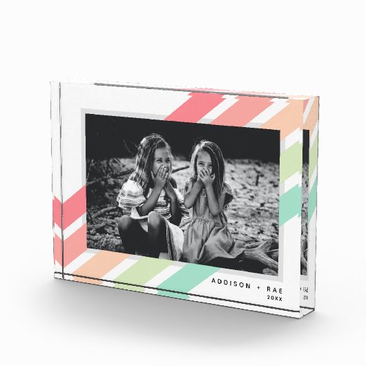 Pastel Rainbow Aangepaste gepersonaliseerde naam G Fotoblokken (Rechts)