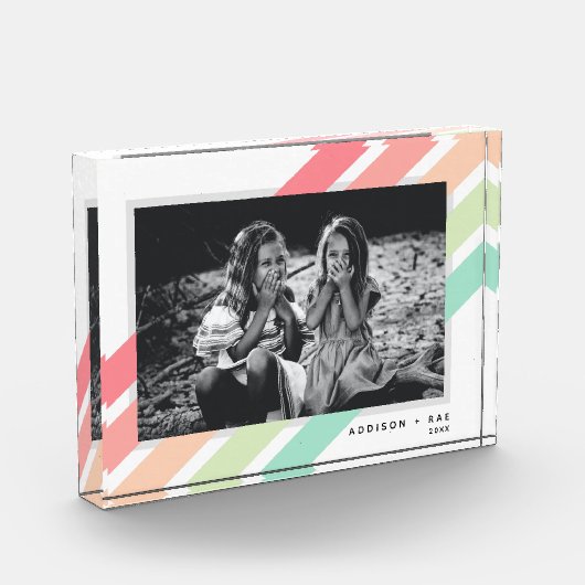 Pastel Rainbow Aangepaste gepersonaliseerde naam G Fotoblokken (Links)