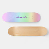Pastel Rainbow Aesthetische Paarse naam Persoonlijk Skateboard (Horizontaal)