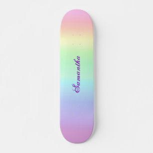 Pastel Rainbow Aesthetische Paarse naam Persoonlijk Skateboard