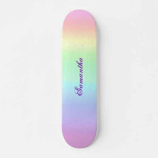Pastel Rainbow Aesthetische Paarse naam Persoonlijk Skateboard (Voorkant)