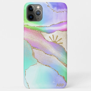*~* Pastel Rainbow Agaat Gold Sun Rays Star Dust Case-Mate iPhone Case