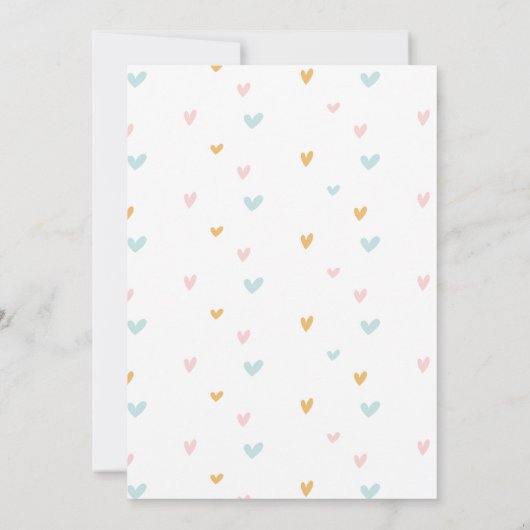 Pastel Rainbow and Hearts Baby Shower Bingo Card Kaart (Achterkant)