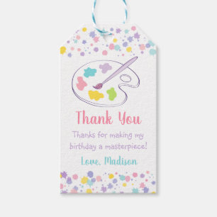 Pastel Rainbow Art Party Birthday Cadeaulabel