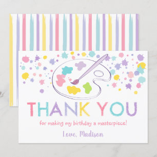Pastel Rainbow Art Party Birthday Hartelijk dank Kaart