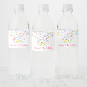 Pastel Rainbow Art Party Birthday Waterfles Etiket
