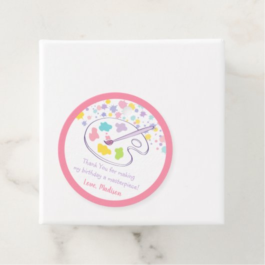 Pastel Rainbow Art Party Verjaardag Bedankjes Labels (In situ)