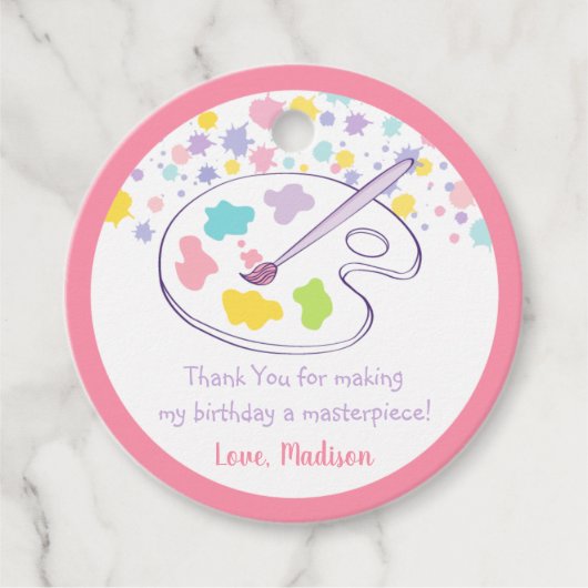 Pastel Rainbow Art Party Verjaardag Bedankjes Labels (Voorkant)