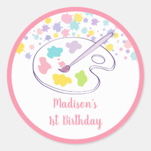 Pastel Rainbow Art Party Verjaardag Ronde Sticker