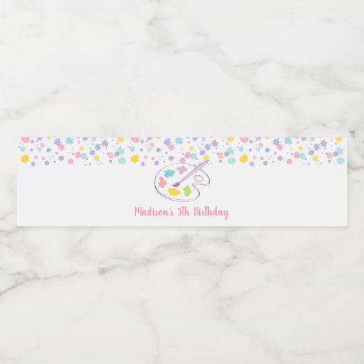 Pastel Rainbow Art Party Verjaardag Waterfles Etiket (Enkel label)