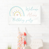 Pastel rainbow Baby Birthday Party Spandoek (Insitu)