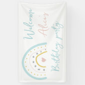 Pastel rainbow Baby Birthday Party Spandoek (Verticaal)