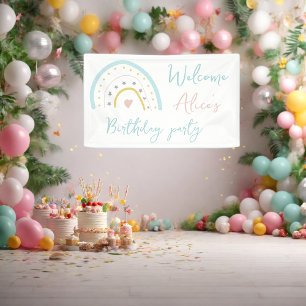 Pastel rainbow Baby Birthday Party Spandoek