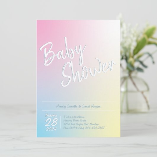 Pastel Rainbow Baby shower Eenvoudig Modern Kaart (Staand voorkant)