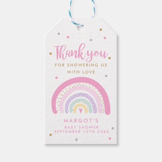 Pastel Rainbow Baby shower Favor Cadeaulabel (Voorkant)