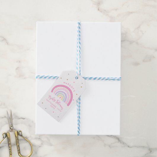 Pastel Rainbow Baby shower Favor Cadeaulabel (Met Touw)