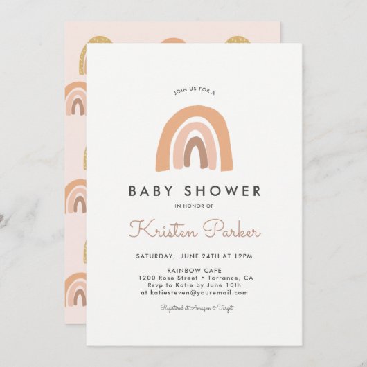 Pastel Rainbow Baby shower Invitation Kaarten (Voorkant / Achterkant)