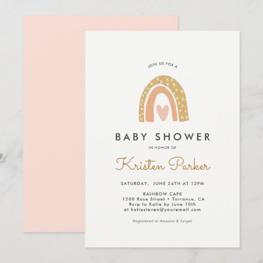 Pastel Rainbow Baby shower Invitation Kaarten (Voorkant / Achterkant)