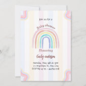 Pastel Rainbow Baby shower Invitation Schattige Ra Kaart (Voorkant)