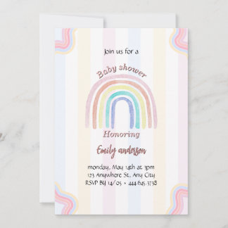 Pastel Rainbow Baby shower Invitation Schattige Ra Kaart