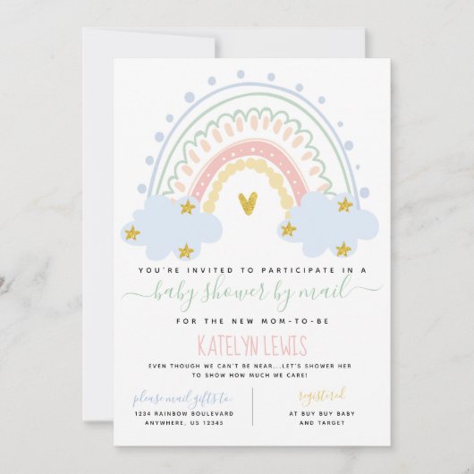 Pastel Rainbow-Baby shower per post Kaart (Voorkant)