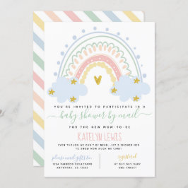 Pastel Rainbow-Baby shower per post Kaart