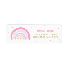 Pastel Rainbow Baby shower Return-adres Etiket