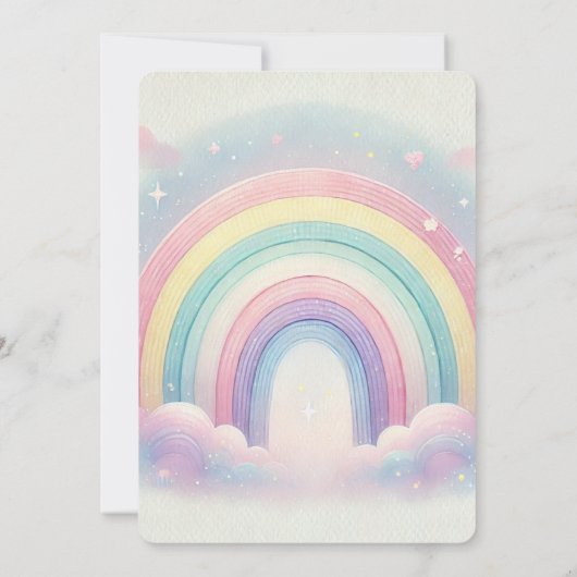 Pastel Rainbow Baby shower Uitnodiging voor meisje (Achterkant)