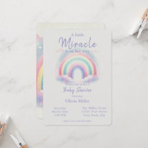 Pastel Rainbow Baby shower Uitnodiging voor meisje
