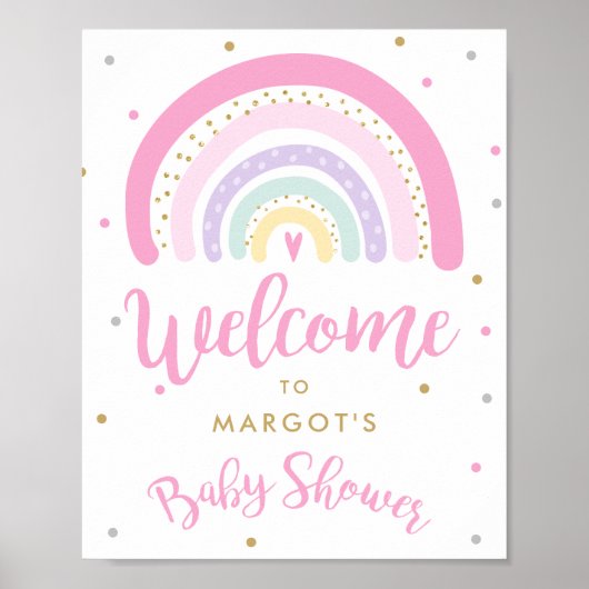 Pastel Rainbow-Baby shower Welkom Poster (Voorkant)
