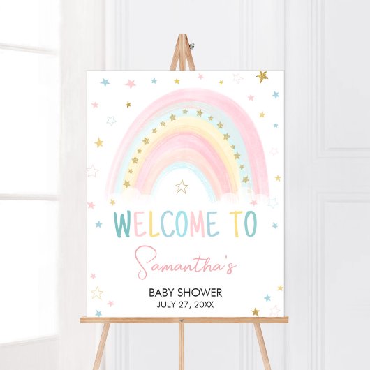 Pastel Rainbow-Baby shower Welkom Poster
