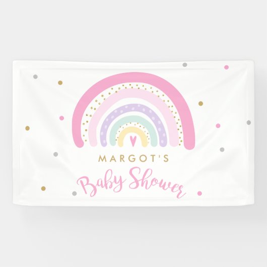 Pastel Rainbow-Baby shower Welkom Spandoek (Horizontaal)