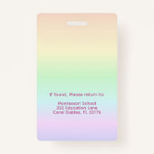 Pastel Rainbow Badkamer Pass Badge voor Docenten (Achterkant)