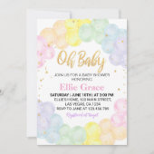 Pastel Rainbow Balloon Baby shower Invitation Kaart (Voorkant)