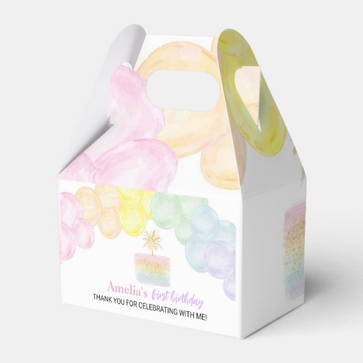 Pastel Rainbow Balloon Favor Box Verjaardagsfeest Bedankdoosjes (Achterkant)