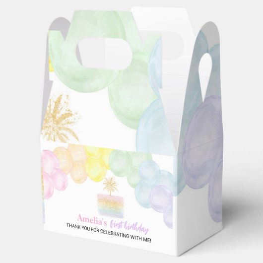 Pastel Rainbow Balloon Favor Box Verjaardagsfeest Bedankdoosjes (Geopend)