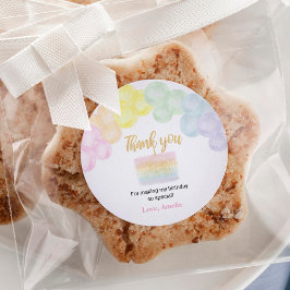 Pastel Rainbow Balloon Verjaardag Sticker Labels