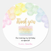 Pastel Rainbow Balloon Verjaardag Sticker Labels (Voorkant)
