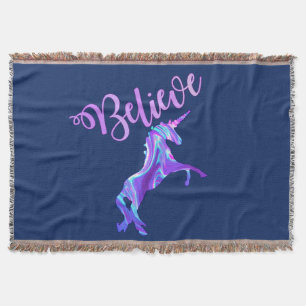 Pastel Rainbow Believe Unicorn Deken
