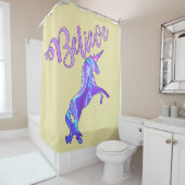 Pastel Rainbow Believe Unicorn Douchegordijn (In situ)
