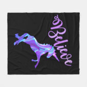 Pastel Rainbow Believe Unicorn Fleece Deken (Voorkant (Horizontaal))