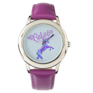 Pastel Rainbow Believe Unicorn Horloge