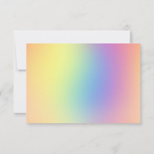 PASTEL RAINBOW BEWAREN DE DATUM RSVP KAARTJE (Achterkant)